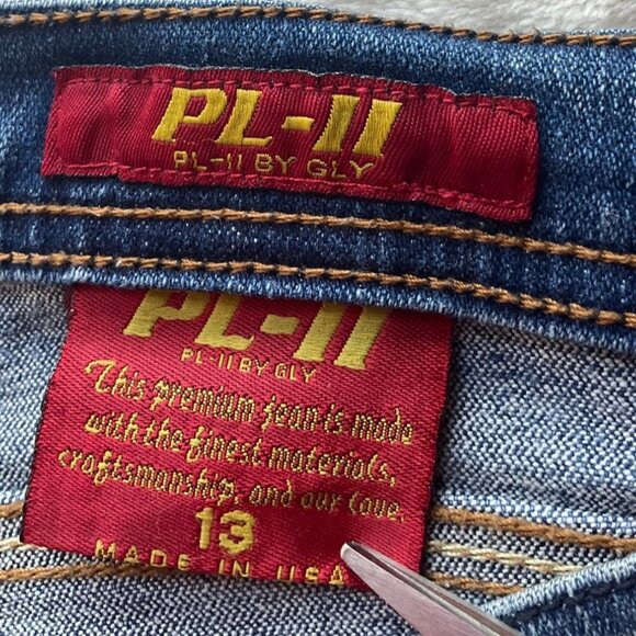 Vintage Y2K PL-11 By GLY Womens 13 Denim Jeans Studed Mid Low-Rise Made in USA - Picture 4 of 10